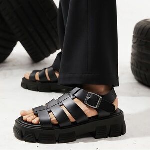 ASOS DESIGN extreme chunky gladiator sandals in black Size 7